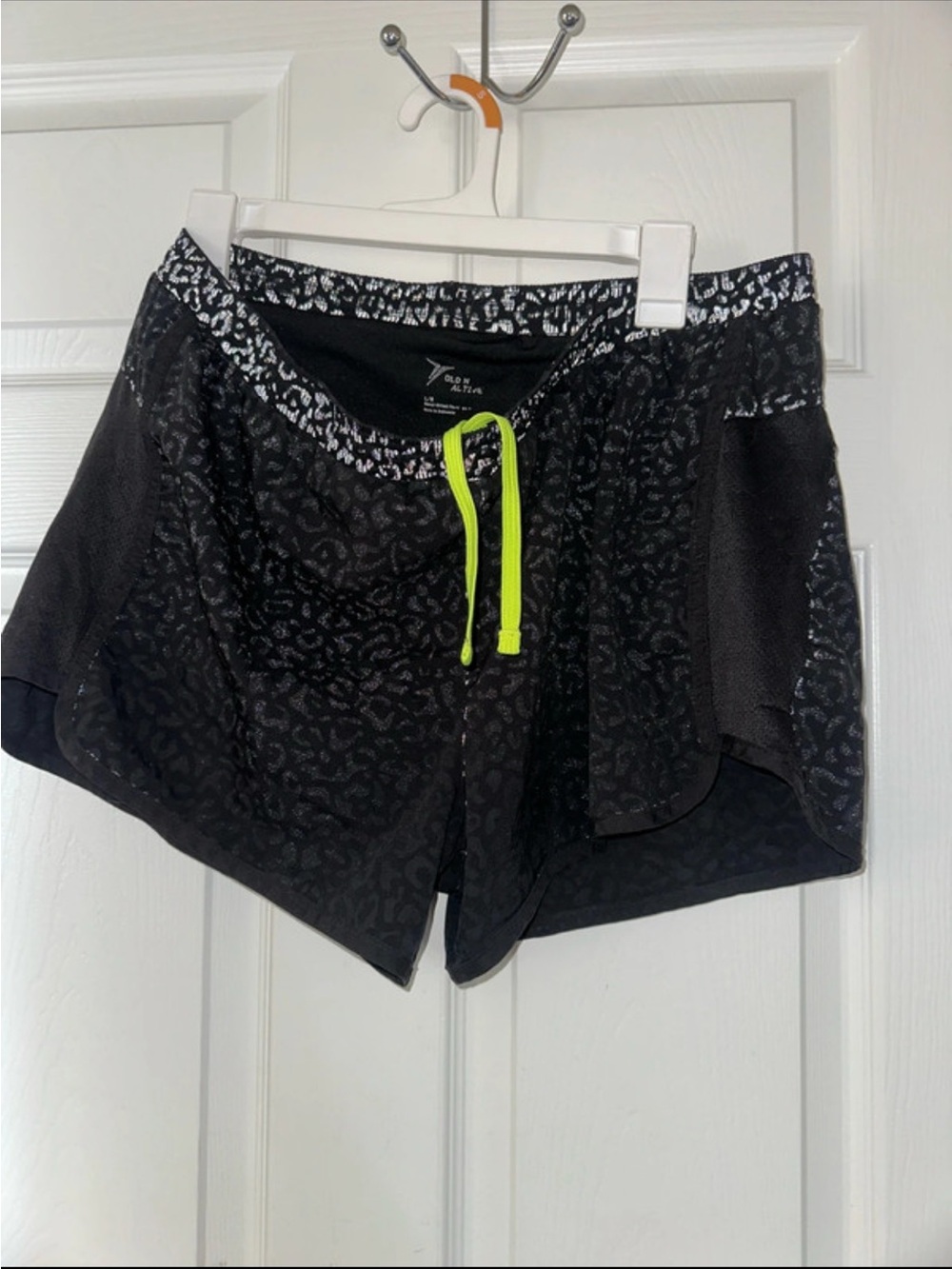 Old Navy Black Mesh Athletic Shorts with Neon Yellow Drawcord